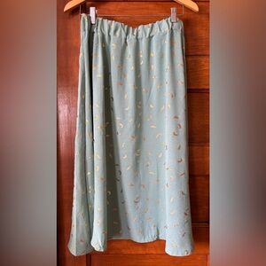 Green Midi Skirt with Gold Details